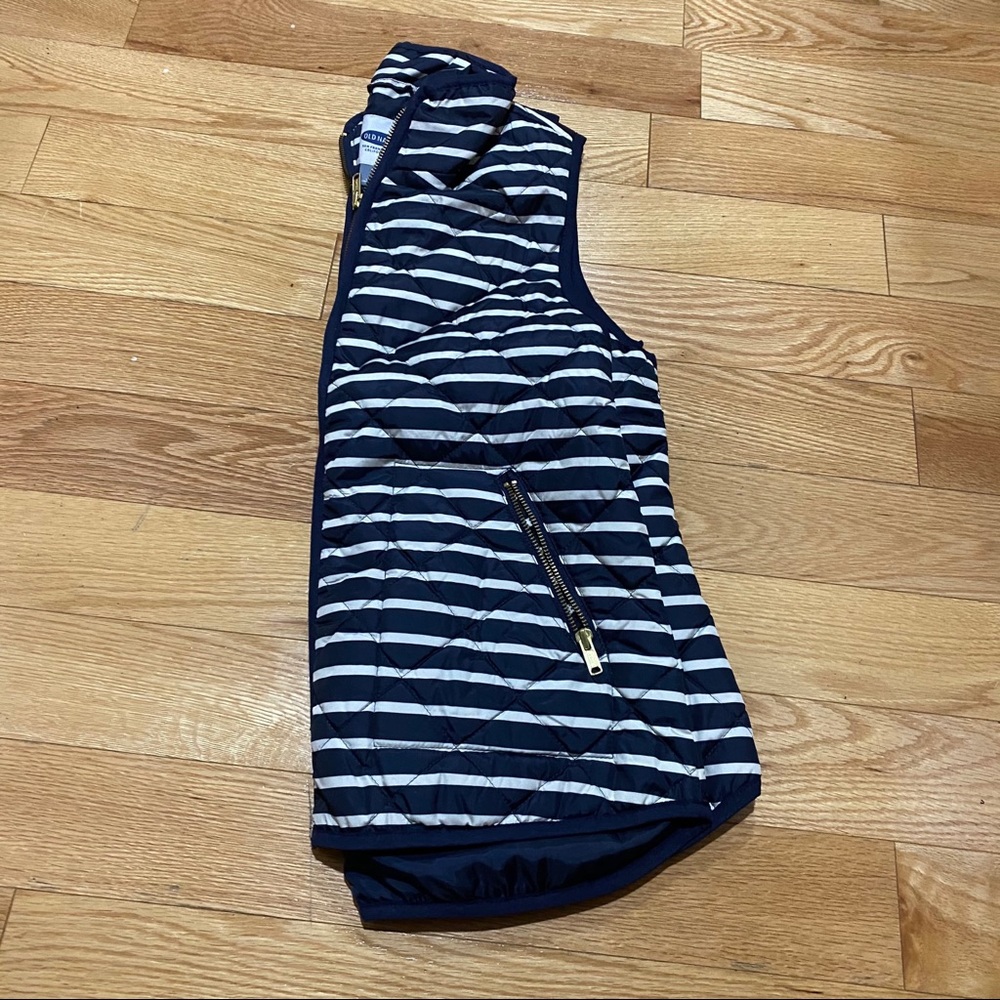 Blue and white striped vest